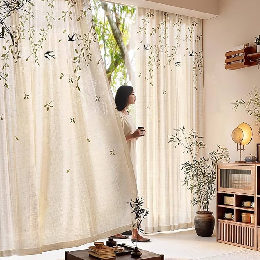 Amazon｜SXYITE カーテン リネンスタイル リネンブレンド 無地